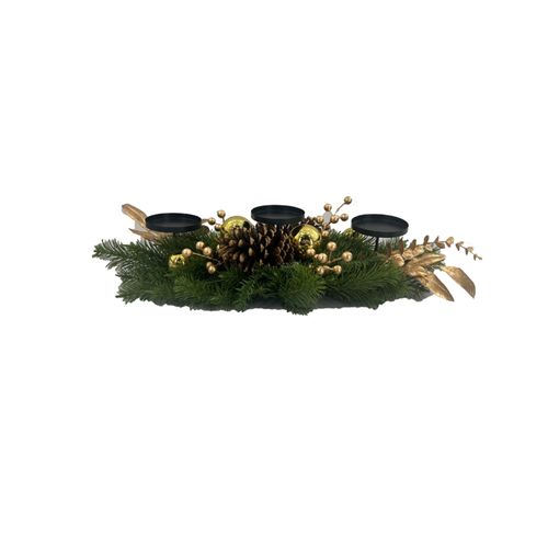Arreglo Holiday Time Dorado Con 3 Portavela Navideño