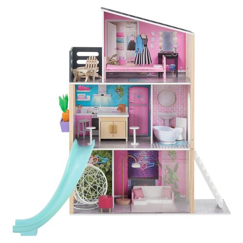 Casa de muñecas de madera Teamson Kids - 15 accesorios