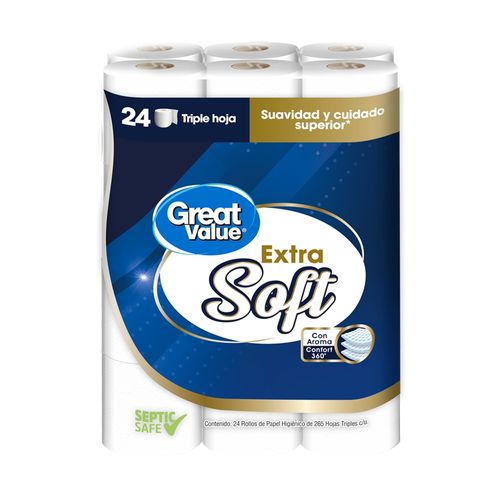 Papel Higiénico Great Value 3 PLY - 24 Rollos