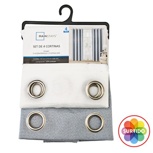 Cortinas y Persianas Mainstays Ms Set Cortinas 2 Blackout Beige 2 Trans