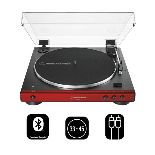 Tocadiscos Audio Technica automático bluetooth serie 60x color rojo