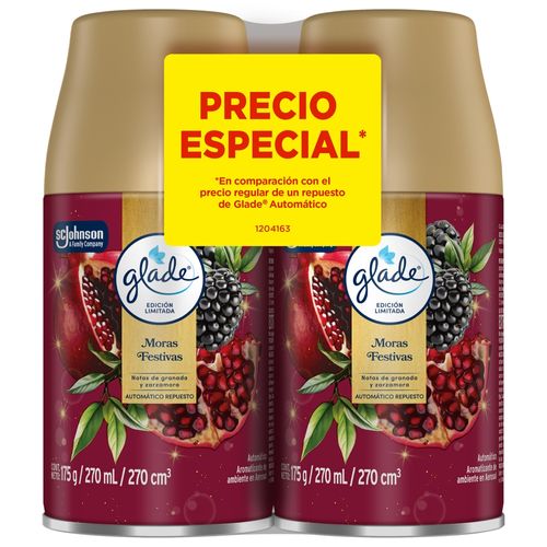 Aromatizante  Glade Automático Edición Limitada Moras Festivas 2 Repuestos 350g