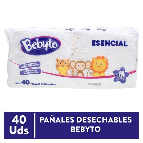 Pañales Desechables Bebyto Esencial Talla M - 40 Unidades