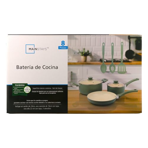 Ollas, Baterías y Sartenes Mainstays Bateria De Cocina 8 Piezas Mainstays