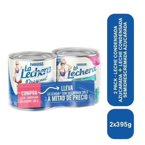 Leche Condensada La Lechera Original y Semidescremada 2 Pack - 790 g