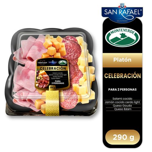 Platón San Rafael celebración con salami, jamón cerdo, queso gouda y queso parmesano - 290 g