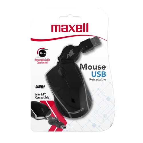 Mouse Maxell con cable retráctil