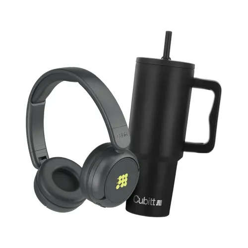 Audifono Diadema Y Botella Termo Cubitt Combo Negro, Bluetooth