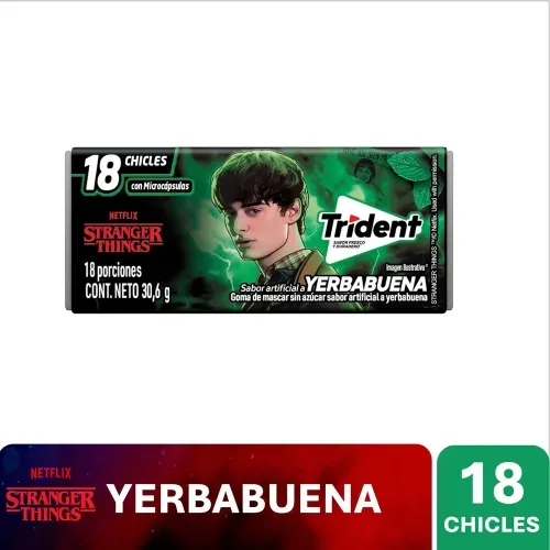 Chicle Trident Sin Azúcar Sabor Yerbabuena 18 Uds - 30.6g