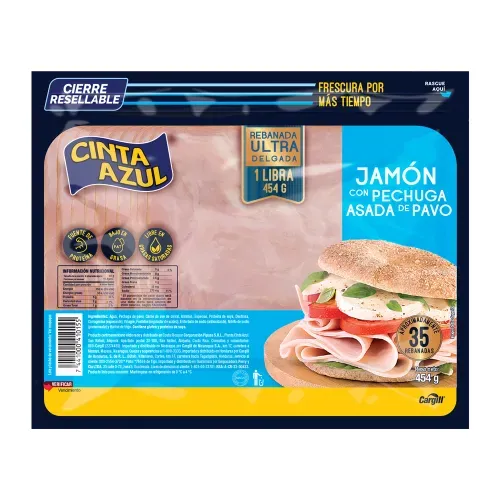 Jamón Cinta Azul Pechuga de Pavo Asada - 454 g