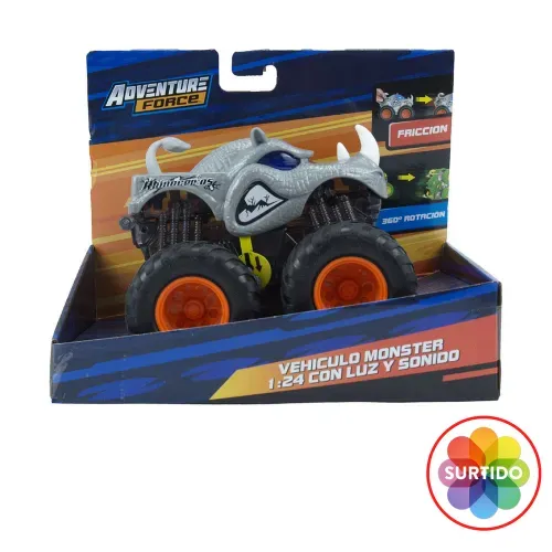 Vehiculo Adventure Force Blue monster 1 24 con luz y sonido colorido