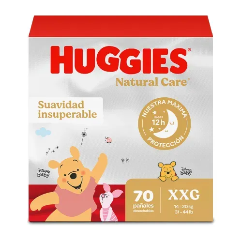 Pañales Huggies Natural Care Etapa 5/XXG Suavidad Insuperable - 70 Un