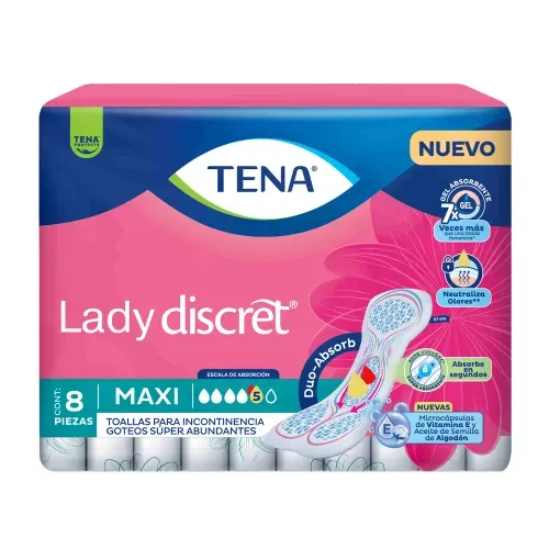 Toallas Tena lady discret maxi -8 pzas