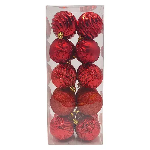 Esferas Holiday Time rojas 60 mm - 20 Uds