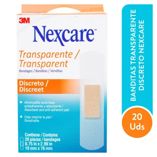 Curita Nexcare Plastica Transparente - 20 Pzas