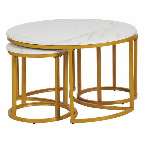 Ht Set 3 Mesas Acabado Marmol