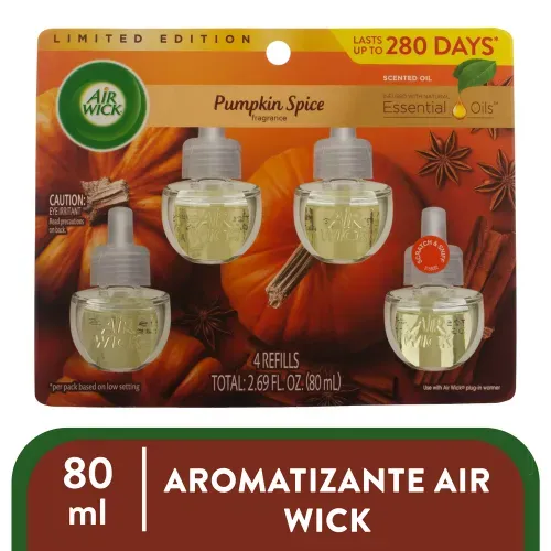 Aromatizante Ambiental Air Wick 4pack Airwick Rep Elect Pumkin 80ml