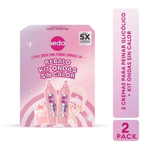 Crema para peinar Sedal Luminous en 2pack con kit de ondas sin calor - 600 ml