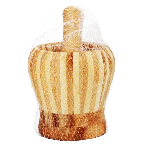 Mortero Y Mazo Bamboo Para Machacar