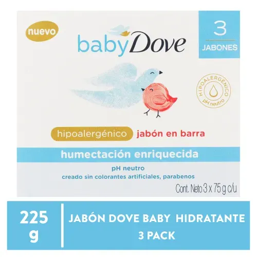 Jabón Dove Baby Hidratación en barra, 3 Pack - 225 g