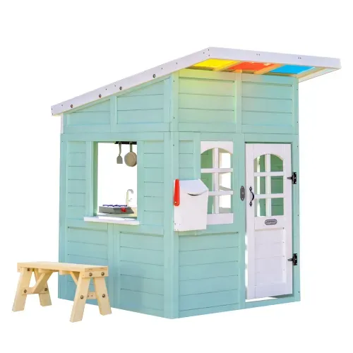 Casita exterior Teamson Kids de madera celeste