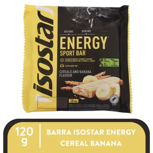 Barra energética Isostar máxima energía sabor banana 3 uds - 120 g