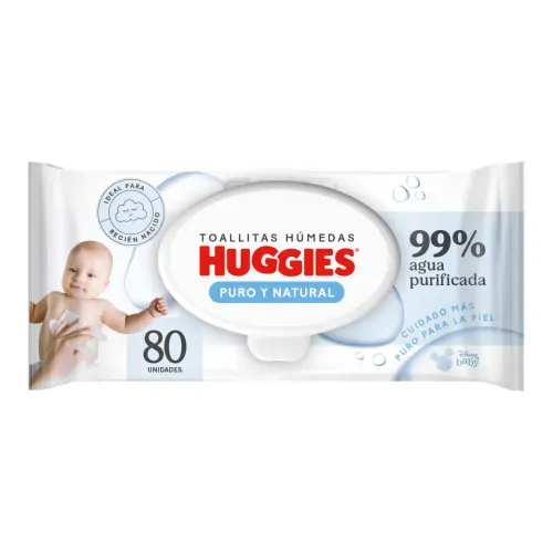 Toallas Húmedas Huggies Puro y Natural - 80 Unidades