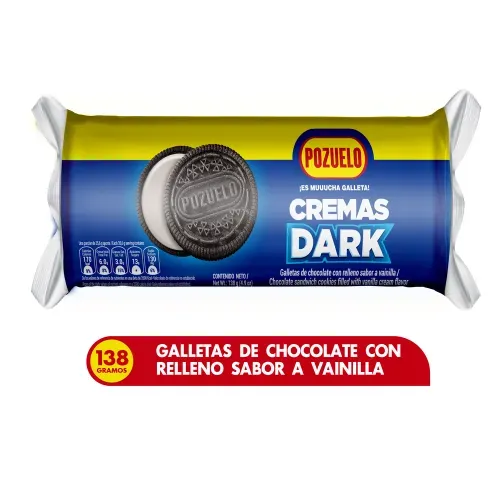 Galletas Pozuelo Cremas Dark tubo - 138 g