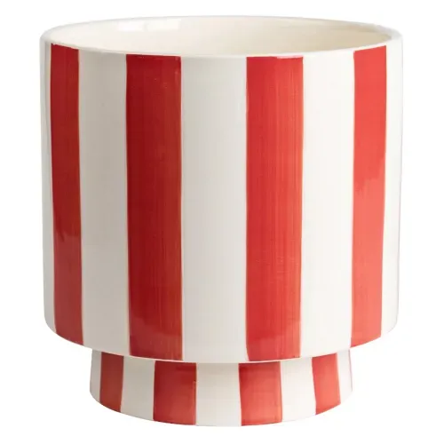 Ht Maceta Ceramica Rayas Roja 15 5cm