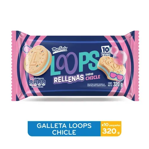 Galleta Marisela Loops Rellenas Sabor Chicle 10 Uds - 320 g