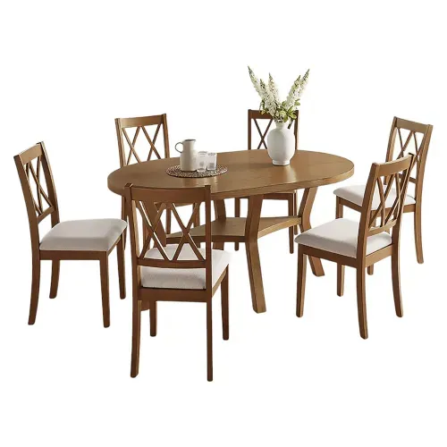 Set Comedor 5 Personas Cafe Claro