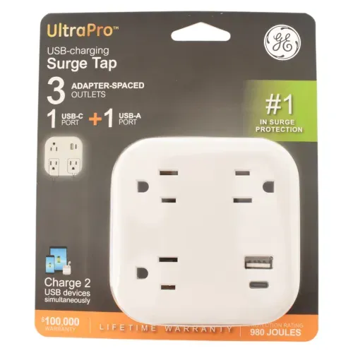Protector Ge De Picos 6 Tomas + 2 Usb Pared 2.1