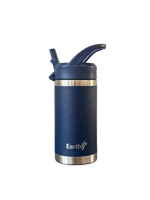 Botella insulada tapa de pajilla Earthy color azul 350 ml