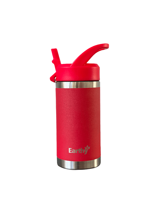 Botella insulada tapa de pajilla Earthy color rojo 350 ml