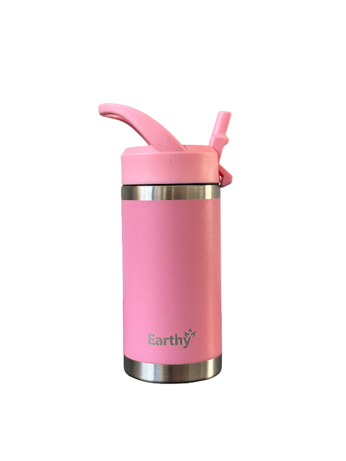 Botella insulada tapa de pajilla Earthy color rosado 350 ml