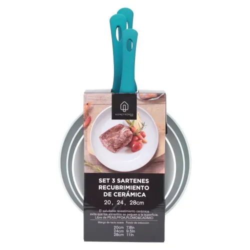 Set 3 Sartenes Recubrimiento De Ceramica