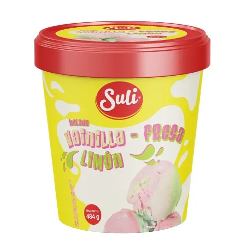 Helado Suli Sabor Combinado Vainilla Fresa y Limón - 484 g