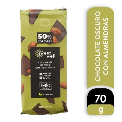 Chocolate Oscuro Almendra Sweetwell 70g