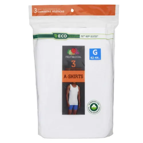 Camiseta Fruit Of The Loom Tirantes para Caballero Color Blanco 3 Pack Talla L
