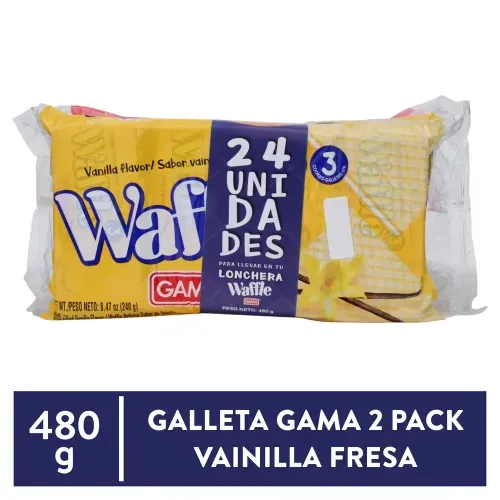 Waffle Gama Vainilla Fresa 2 Pk 480g