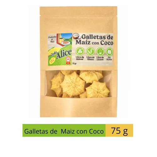 Galletas Doña Alice de maiz con coco libre de gluten - 75 g