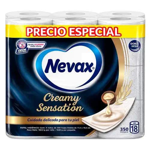 Papel Higiénico Nevax Creamy Sensation Doble Hoja - 18 rollos