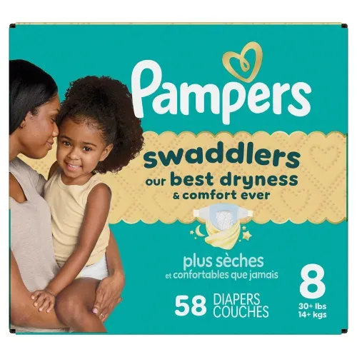 Pañales Pampers Swaddlers Talla 8 (14+ Kg) Absorbentes - 58 Uds