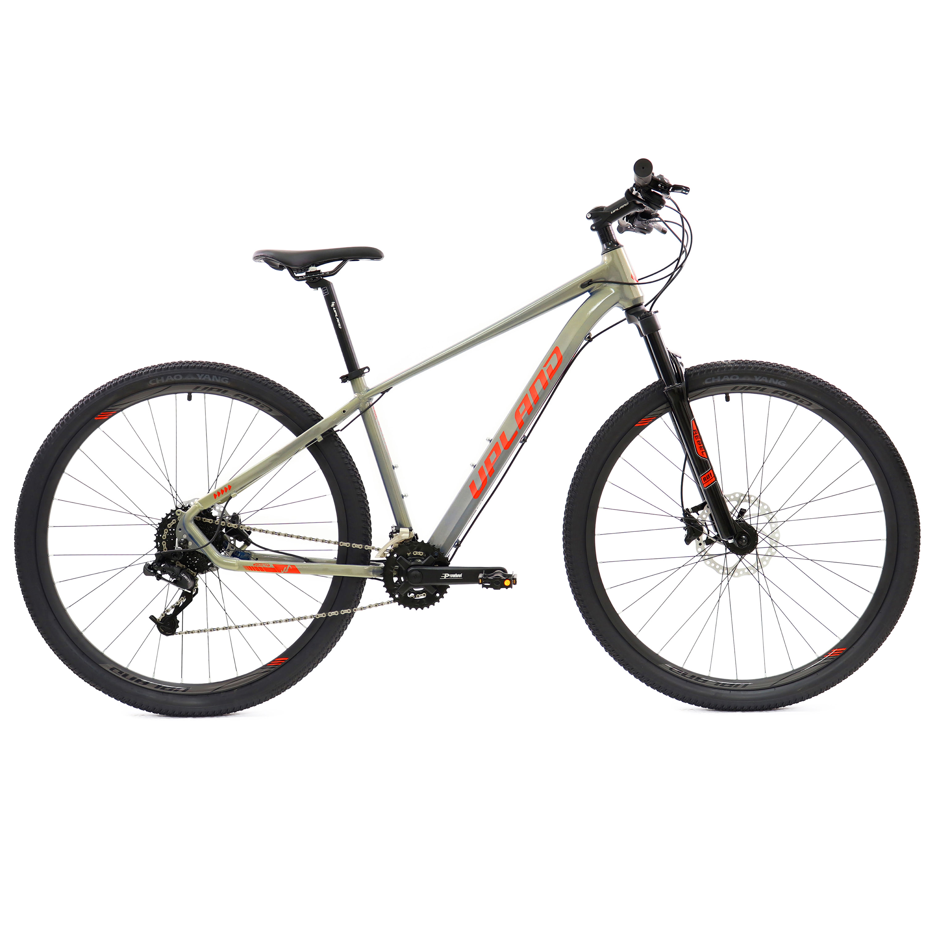 Bicicleta 29 MTB UPLAND Aktion Gris con Rojo 2X9 Velocidades