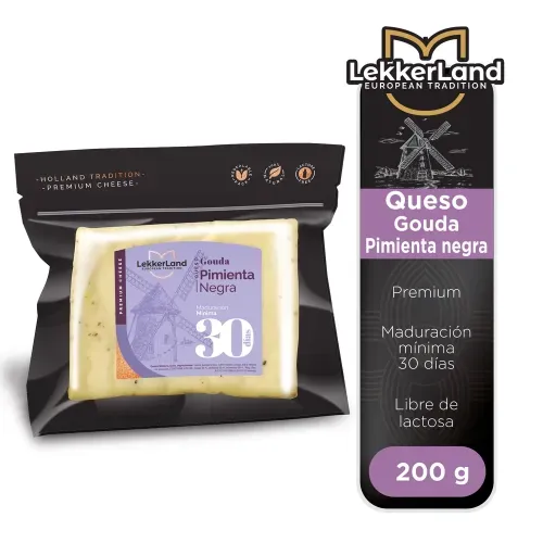 Queso Lekkerland gouda pimienta negra - 200 g