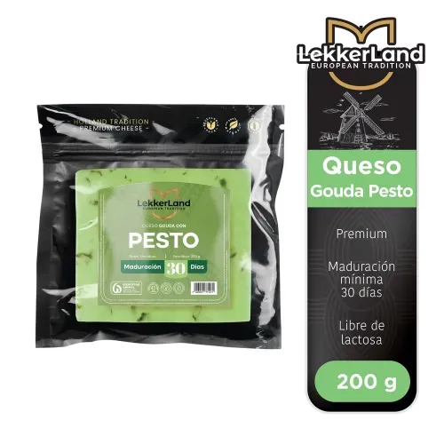 Queso Lekkerland gouda con pesto maduracion mínima de 30 dias - 200 g