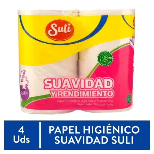 Papel Higiénico Suli 330 Hojas Dobles - 4 Rollos
