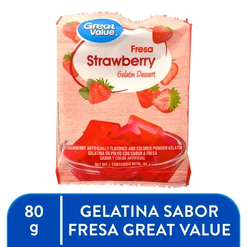 Great Value Gelatina Sabor Fresa 80 Gr