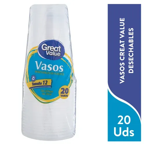 Vaso Great Value Plástico N12 - 20 Unidades