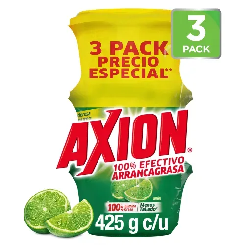 Lavaplatos Axion Limón Pasta 425 g 3 Pack